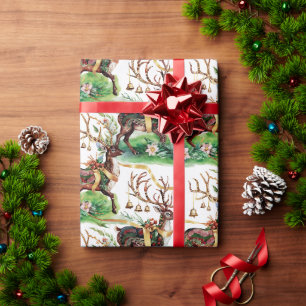 Papier Cadeau Sonnette de Noël classique et cloches d'or
