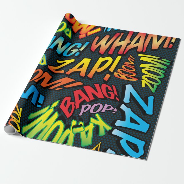 Papier Cadeau Sons de Pop Art de Bande Dessinée (Déroulé)