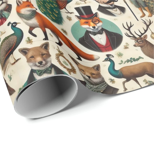 Papier Cadeau Sophisticated Aristocratic Christmas Wrapping Pape (Coin rond)