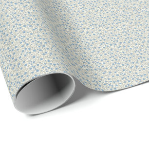 Papier Cadeau Sophistiqué 1940s Rosebud Bleu Poussiéreux Vintage