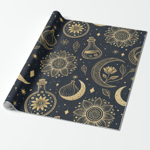 Papier Cadeau Sorcellerie Céleste Mystique - Botanique Or (2)
