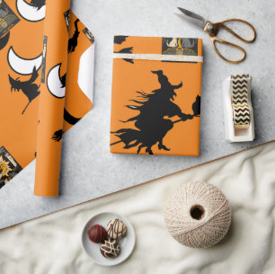 Papier Cadeau Sorcier chat noir lune bloomstick