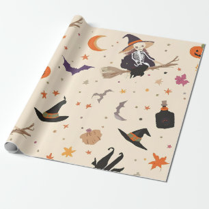 Papier Cadeau Sorcière & Balai Halloween
