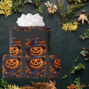 Papier Cadeau Sorcière Citrouille maléfique