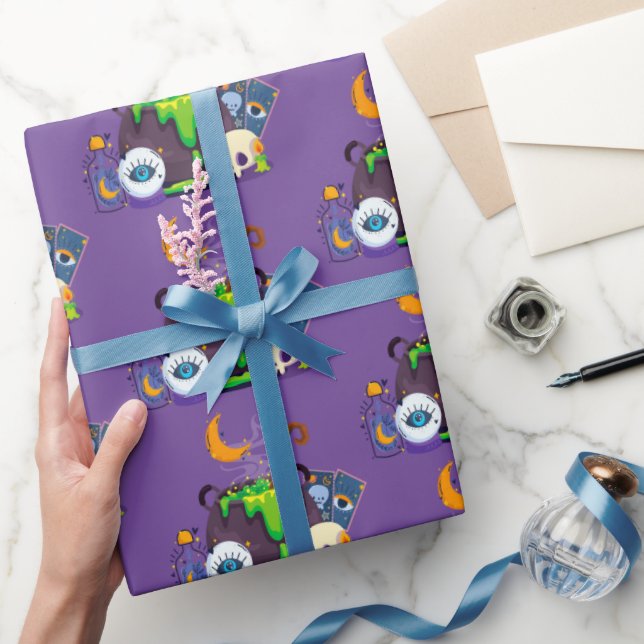 Papier Cadeau Sorcière Cuisine Cauldron Potion Sous Le Lune (Cadeaux)