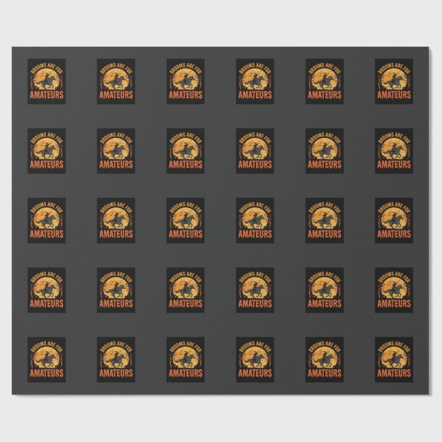 Papier Cadeau Sorcière de Halloween Balais de Cheval pour Amateu (Plat)