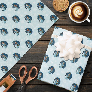 Papier Cadeau Sorcière du Dragon Bleu Flocons de Neige