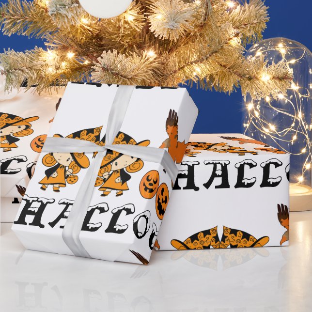 Papier Cadeau Sorcière errante Éffrayant Jack O Lanterns Hallowe (Vacances)