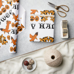 Papier Cadeau Sorcière errante Éffrayant Jack O Lanterns Hallowe