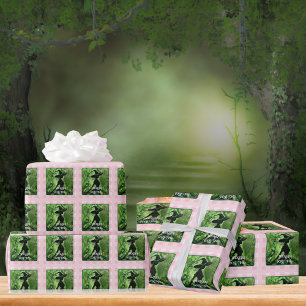Papier Cadeau Sorcière Méchamment Bonne Gingham à Carreaux Vert 