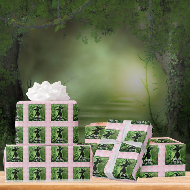 Papier Cadeau Sorcière Méchamment Bonne Gingham à Carreaux Vert  (Créateur téléchargé)