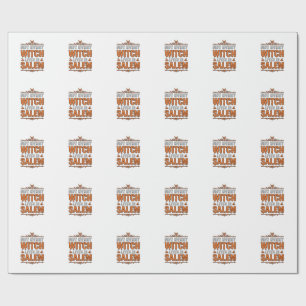 Papier Cadeau Sorcière Vintage Salem Halloween Typographie Desig