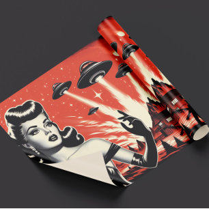 Papier Cadeau Soucoupes Volantes Vintage Épinglé