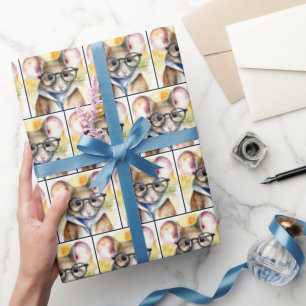 Papier Cadeau Souris Aquarelle Avec Lunettes De Vue