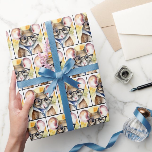 Papier Cadeau Souris Aquarelle Avec Lunettes De Vue (Cadeaux)