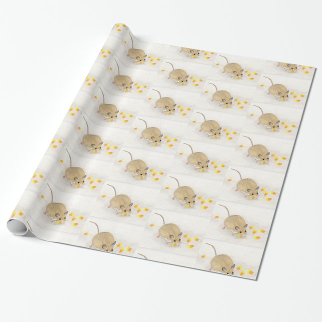 Papier Cadeau Souris avec Cornes à bonbons (Déroulé)
