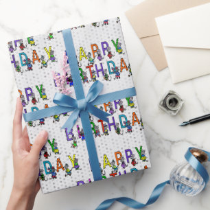 Papier Cadeau Souris d'anniversaire amusantes avec des pois