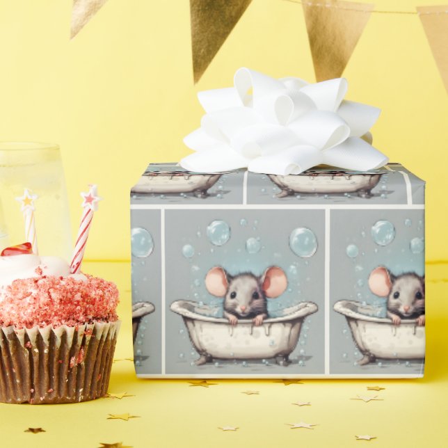 Papier Cadeau Souris dans le bain bulle (Fête d'anniversaire)