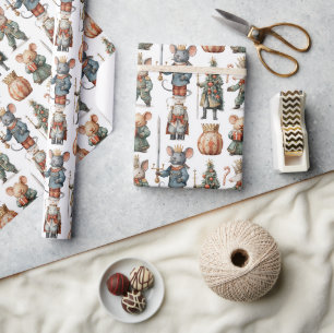 Papier Cadeau Souris de Casse-Noisette de Noël Fantaisiste