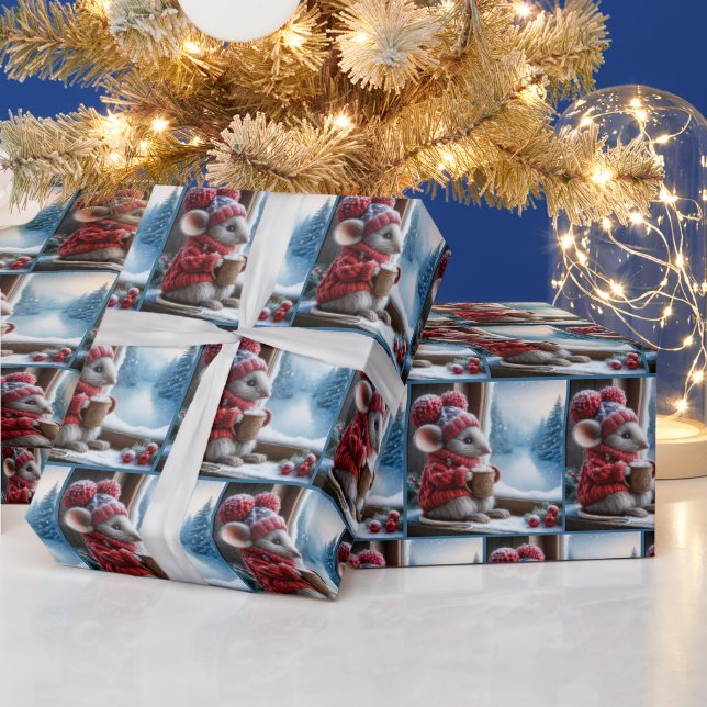 Papier Cadeau Souris De Noël Avec Coco Chaud (Vacances)