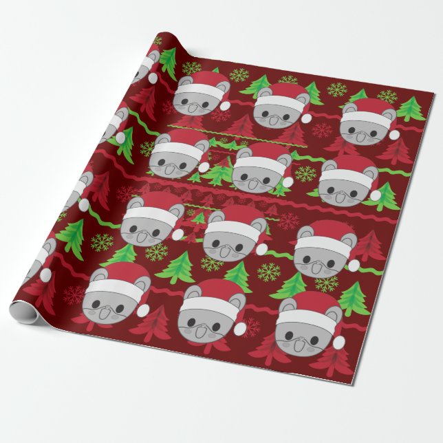 Papier Cadeau Souris de Noël colorée (Déroulé)