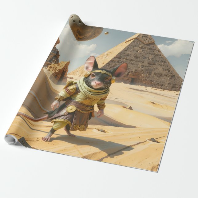Papier Cadeau Souris exploratrice du désert Steampunk  (Déroulé)