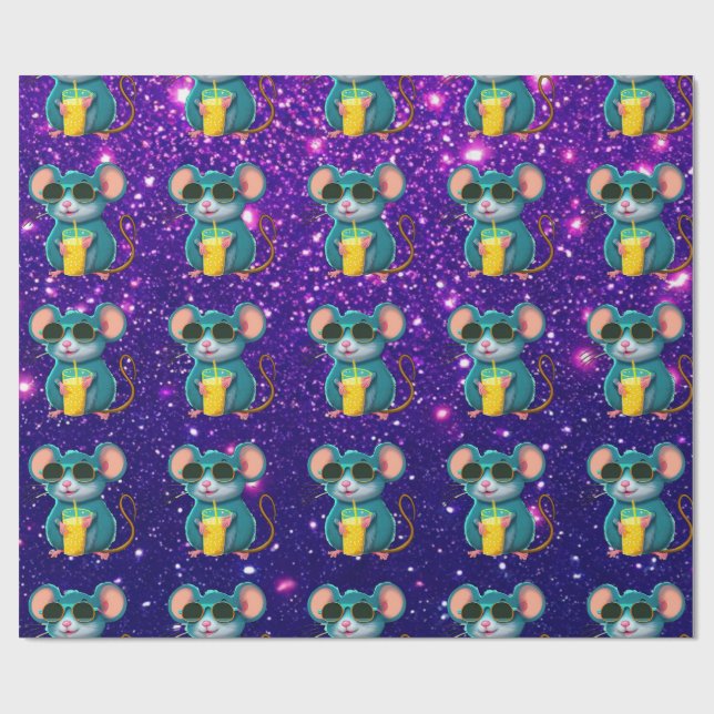 Papier Cadeau Souris mignonne Charmant Caractère Thématique Enve (Plat)