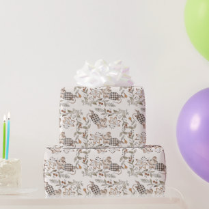 Papier Cadeau Souris Soignée, Crème À damiers Poitrines