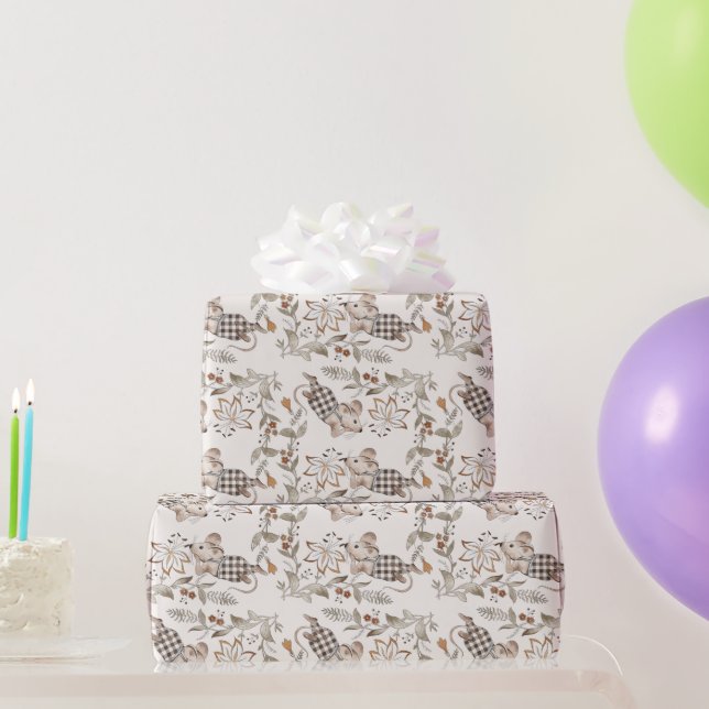 Papier Cadeau Souris Soignée, Crème À damiers Poitrines (Cadeaux de fête)