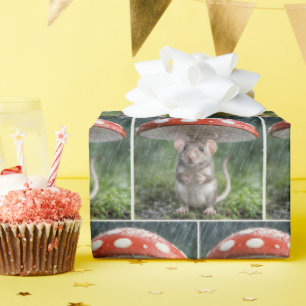 Papier Cadeau Souris sous un champignon