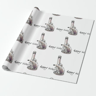 Papier Cadeau souris tient crayon message d'anniversaire dessin