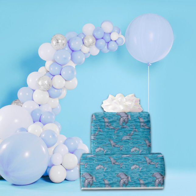 Papier Cadeau Sous La Mer Avec Dauphins Anniversaire (Créateur téléchargé)