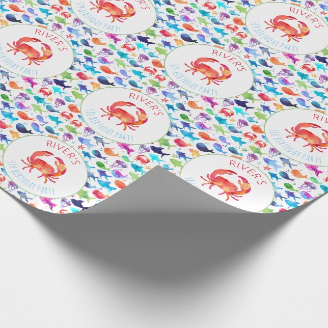 Papier Cadeau Sous la mer Rainbow Fish Birthday Baby shower (Coin)