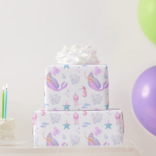 Papier Cadeau Sous La Mer Sirène Fille 1er Anniversaire Vie Mari