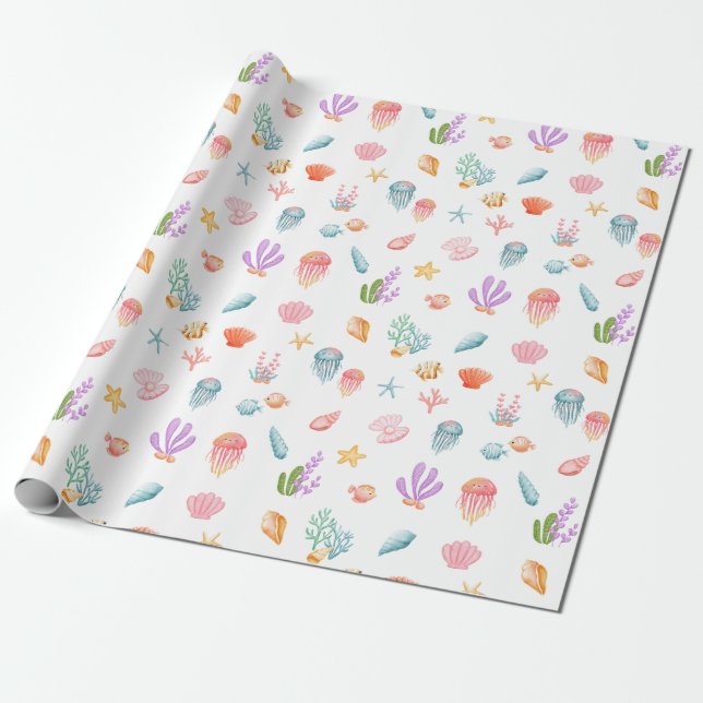 Papier Cadeau Sous le Motif marin (Déroulé)