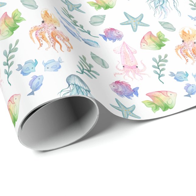 Papier Cadeau Sous le papier d'enveloppement de mer (Coin rond)