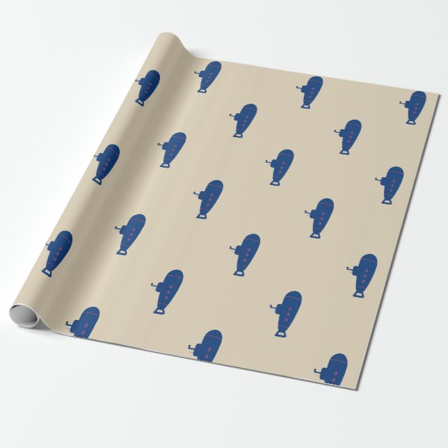 Papier Cadeau Sous-marin bleu (Déroulé)