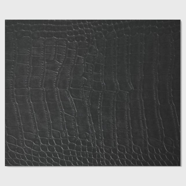 Papier Cadeau Souteneur en cuir exotique d'alligator noir (Plat)
