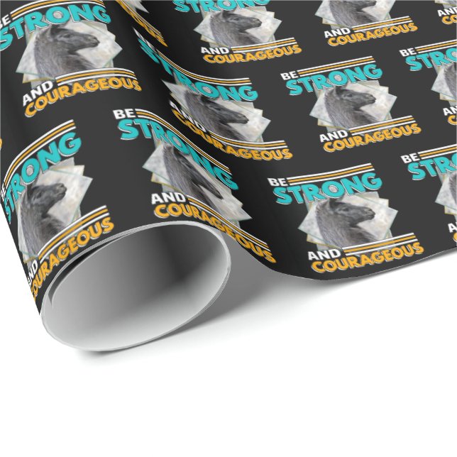 Papier Cadeau Soyez forts et courageux - Llama (Coin rond)