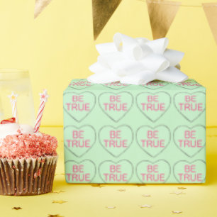 Papier Cadeau Soyez Véritable Pastel Green Candy Heart Valentine