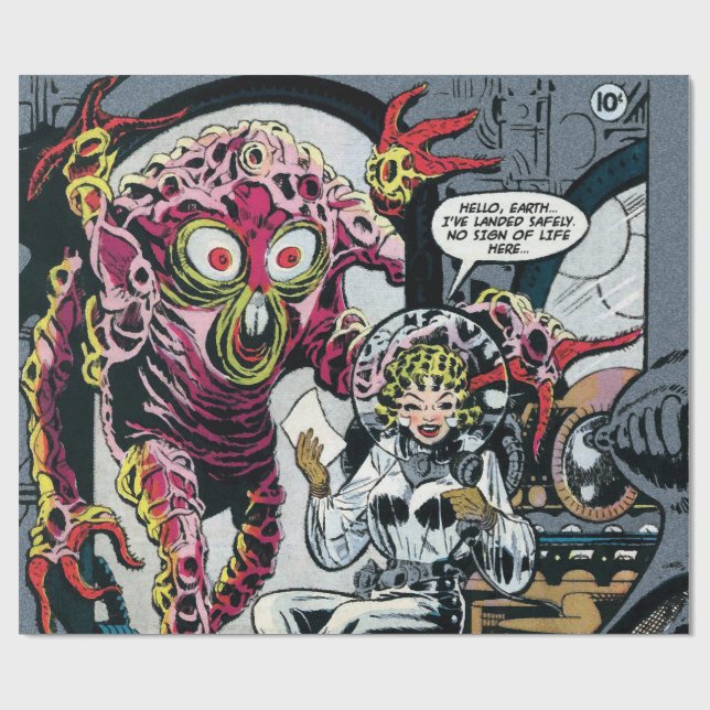 Papier Cadeau Space Adventures #12 Drôle les années 50 Retro Sci (Plat)