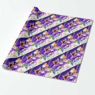 Papier Cadeau Space cat licking itself