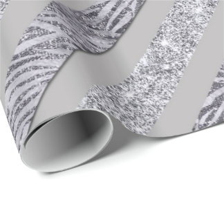 Papier Cadeau Sparkly Stripes - Argent et Argent (a)