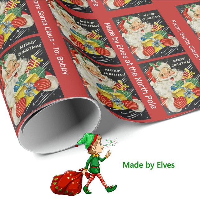 Papier Cadeau Spécial Noël du Père Noël avec le nom de l'enfant (Créateur téléchargé)
