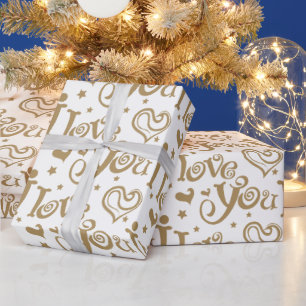Papier Cadeau Spécial Occasion de l'Amour en Or