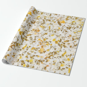 Papier Cadeau Speckles Jaunes et Or Modernes Terrazzo Motif