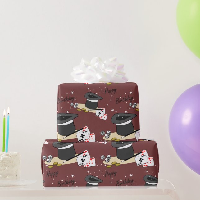 Papier Cadeau Spectacle de Magie Joyeux Anniversaire Rouge (Cadeaux de fête)