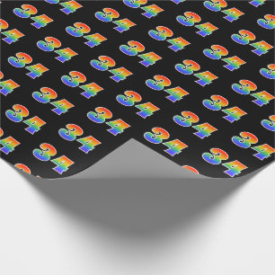Papier Cadeau Spectre de l'arc-en-ciel amusant motif "34" Numéro