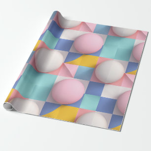 Papier Cadeau Sphères pastel 3D joueuses et Motif géométrique