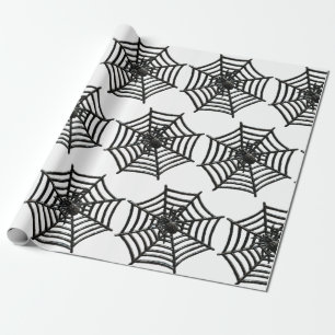 PAPIER CADEAU SPIDER WEB NOIR ET BLANC HALLOWEEN CADEAU WRAP